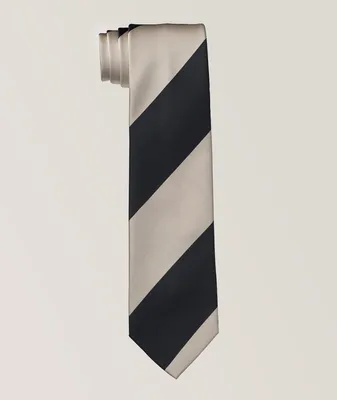 Block Striped Silk-Cotton Tie