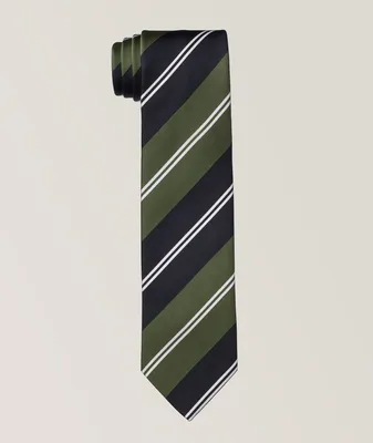 Regimental Striped Pattern Silk-Cotton Tie