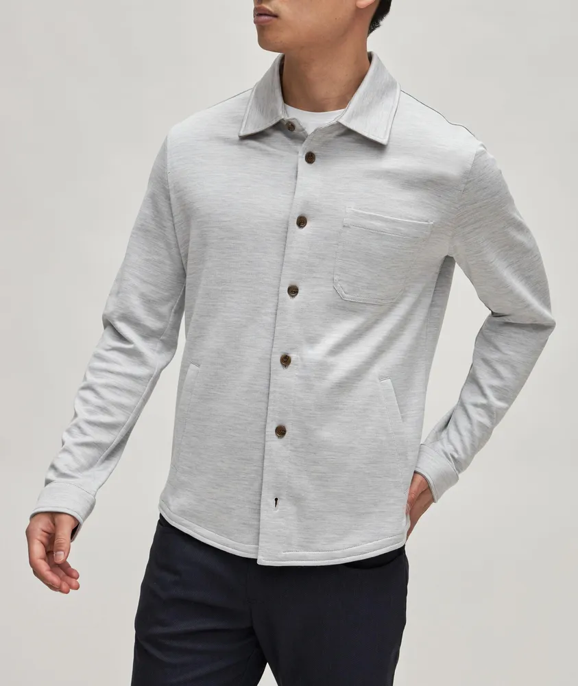 Patch Pocket Jersey Silk-Cotton Overshirt