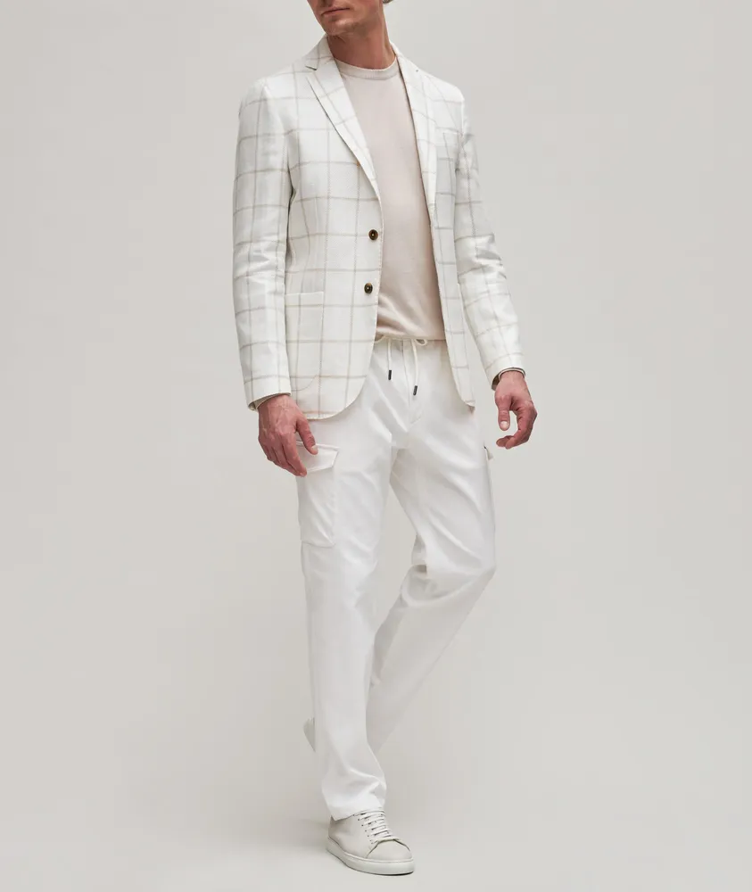 Windowpane Linen-Cotton Sport Jacket