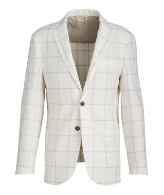 Windowpane Linen-Cotton Sport Jacket