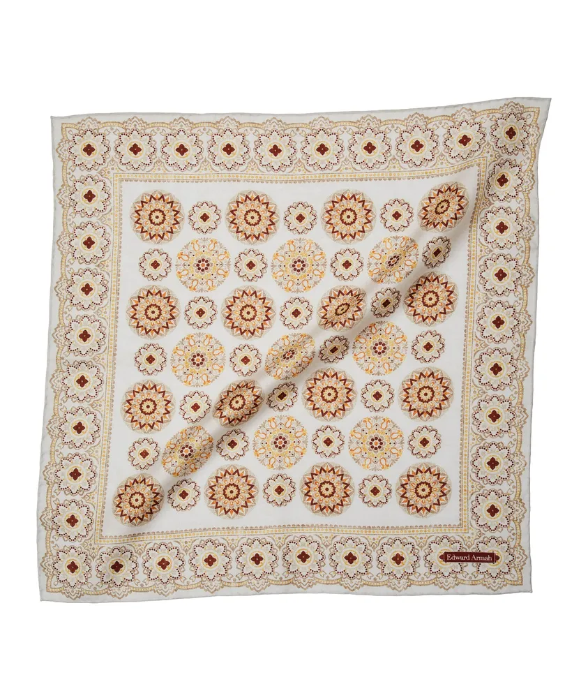 Medallion Patterned Silk Pocket Square