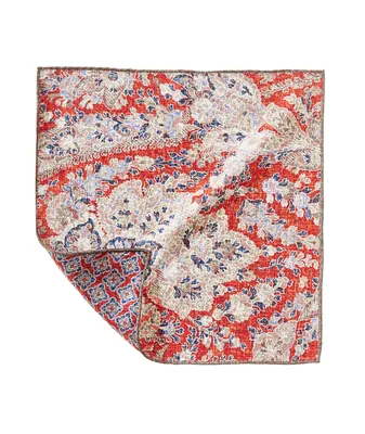 Floral Patterned Trim Silk Pocket Square