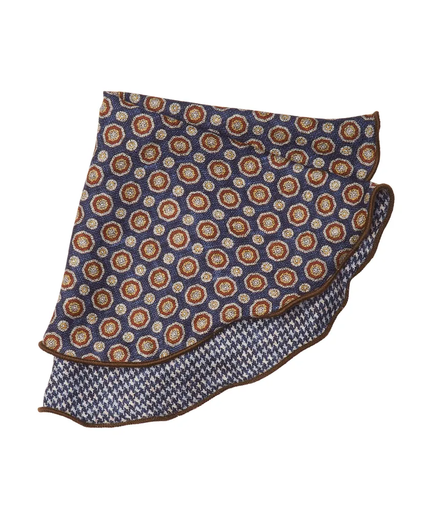 Reversible Mini Houndstooth & Geometric Print Pocket Circle