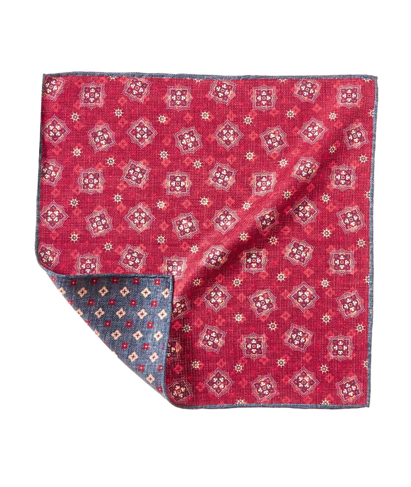 Neat Patterned Silk Trim Pocket Square