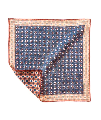 Geometric Patterned Trim Silk Pocket Square