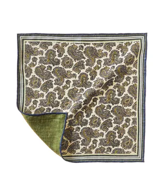 Paisley Patterned Trim Pocket Square