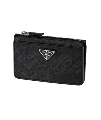 Saffiano Leather Zipper Card Case