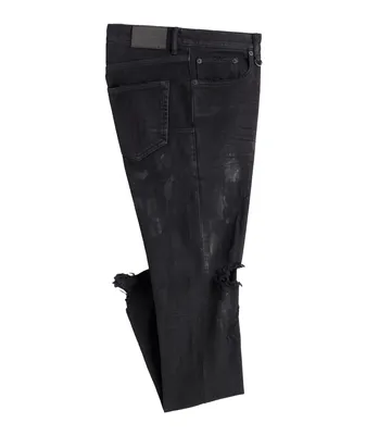 P001 Oil Spill Distressed Skinny Jeans