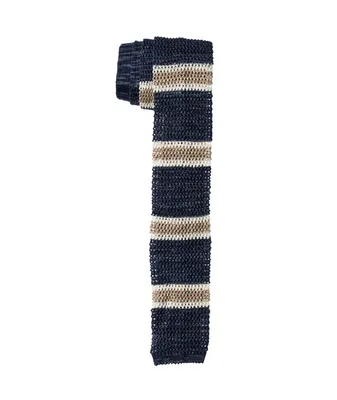 Striped Knit Linen-Cotton Tie