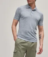 Linen-Cotton Knit Melange Polo