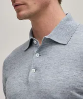 Linen-Cotton Knit Melange Polo