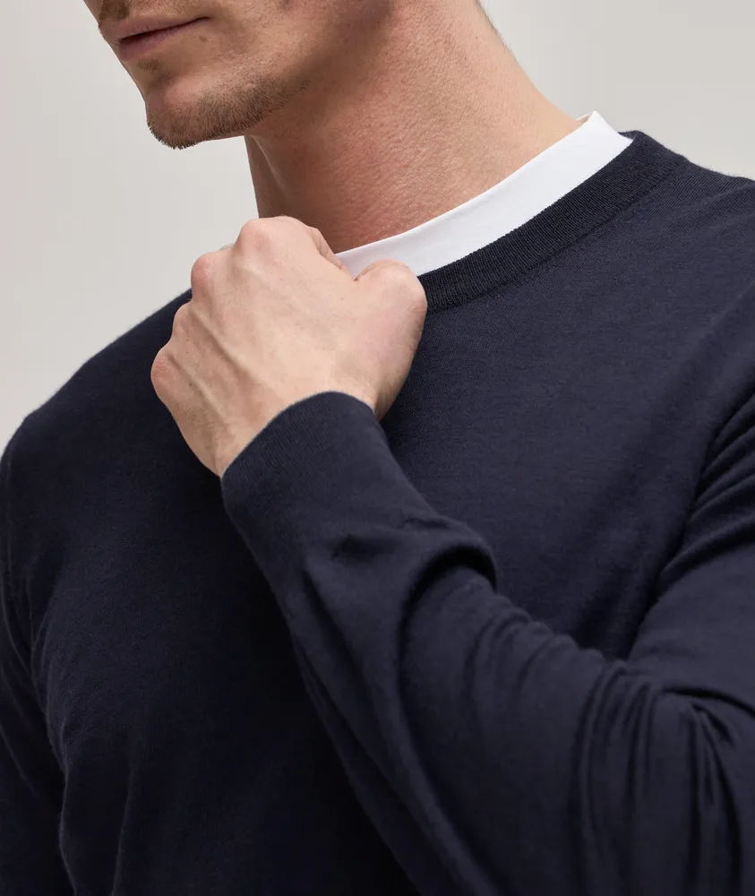 Wool-Cashmere Knit Crewneck Sweater