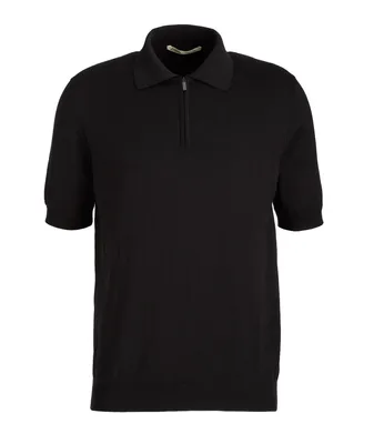 Silk-Cotton Knit Zip Polo