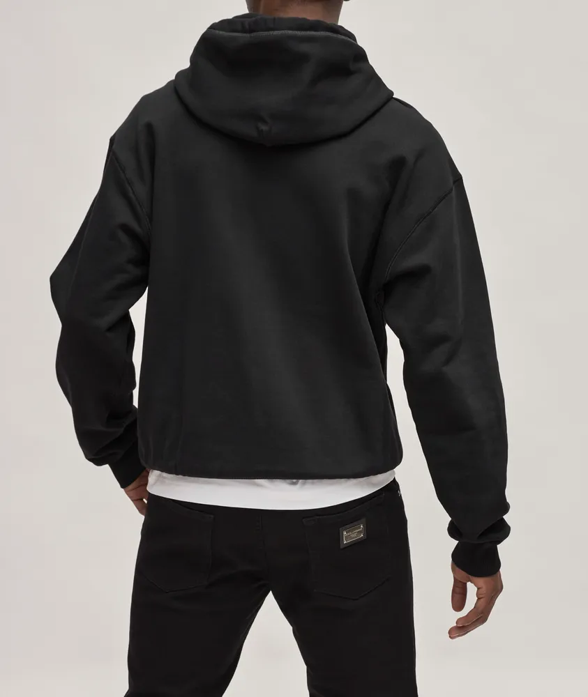 Essential Plaque Cotton Hooded Sweater