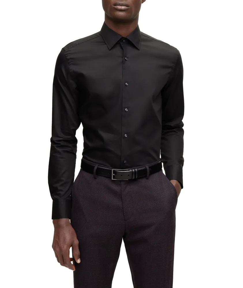 Slim-Fit Solid Dress Shirt