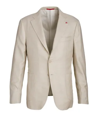 Capri Silk-Cashmere-Linen Crosshatch Sports Jacket