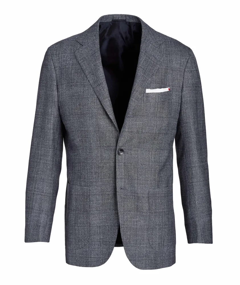 Glen Plaid Cashmere-Linen-Silk Suit