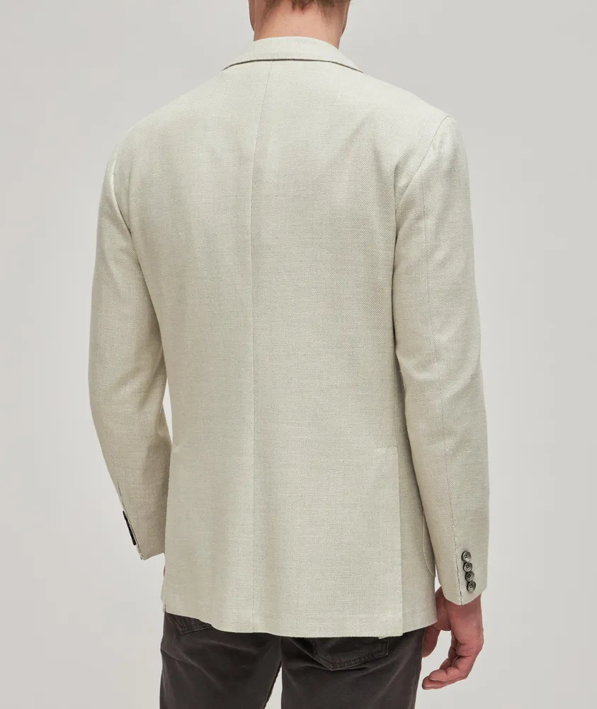 Basketweave Wool-Cashmere-Silk-Linen Sport Jacket