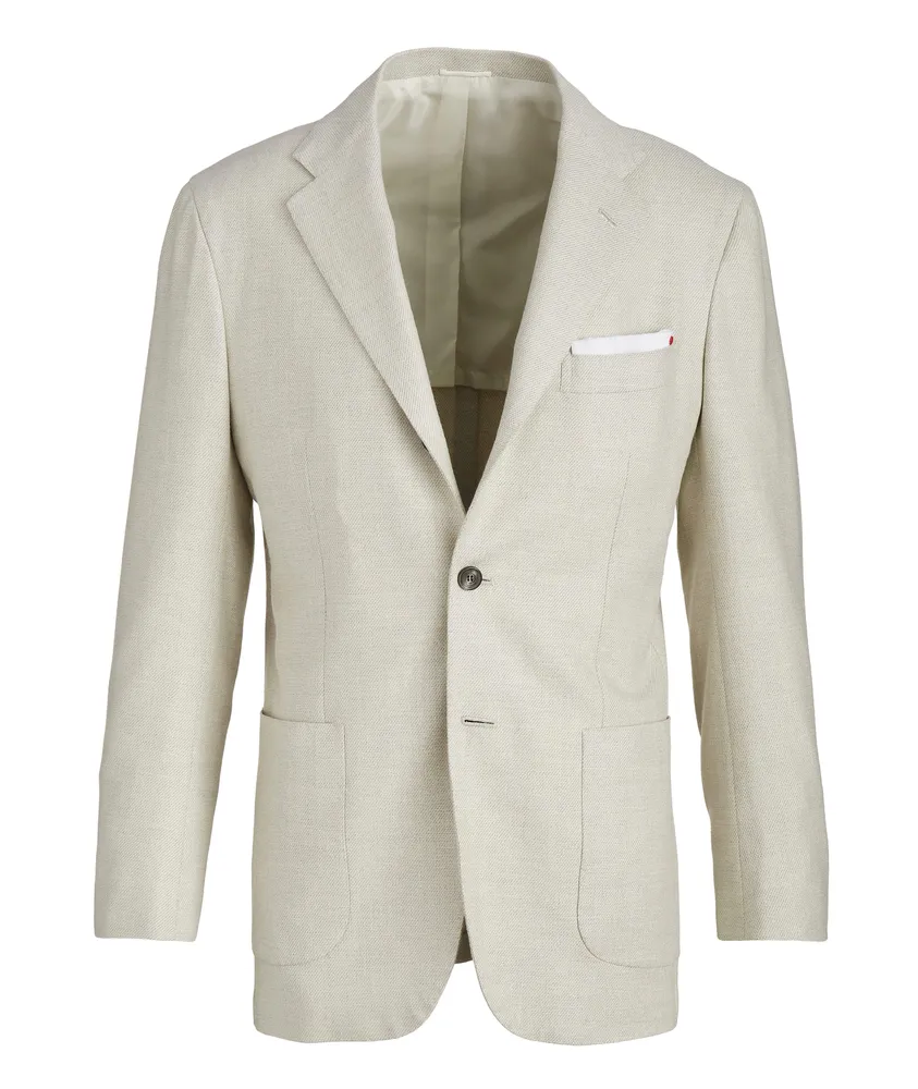 Basketweave Wool-Cashmere-Silk-Linen Sport Jacket