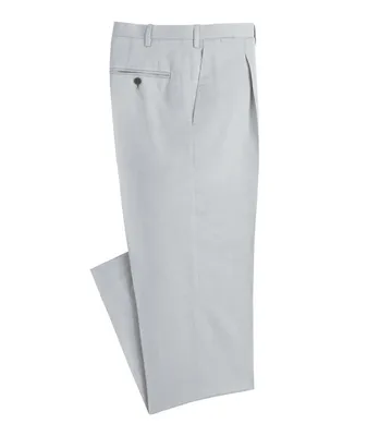 Melange Linen-Cotton Pleated Dress Pants