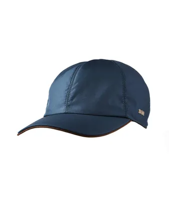 Leather Trim Metallic Logo Embossed Baseball Cap