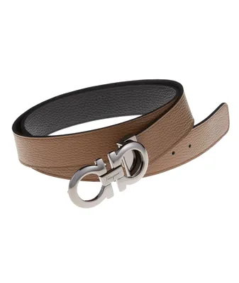 Double Gancini Reversible Leather Belt