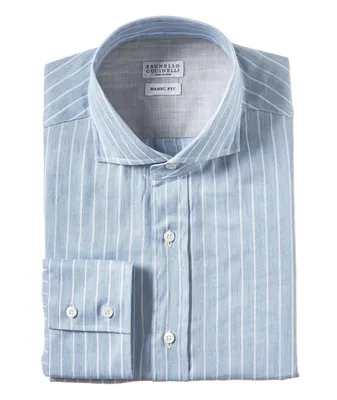 Striped Linen-Blend Sport Shirt