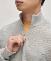 Half-Zip Cotton Rib Knit Sweater