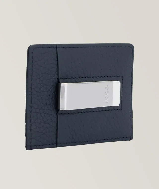 BOSS - Money-clip card holder in Italian monogrammed fabric