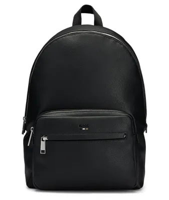 Ray Grained Leather Logo Embossed Backpack