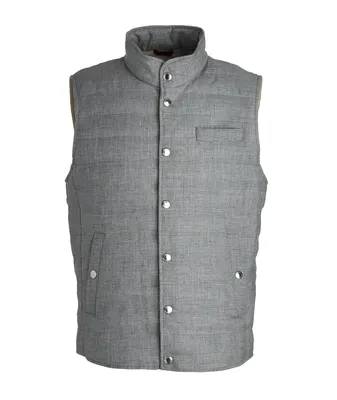 Crosshatch Linen-Wool Down Vest