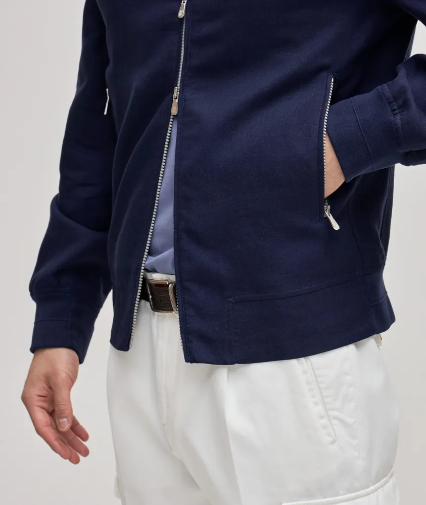 Two-Way Linen-Wool Zip Up Bomber Jacket