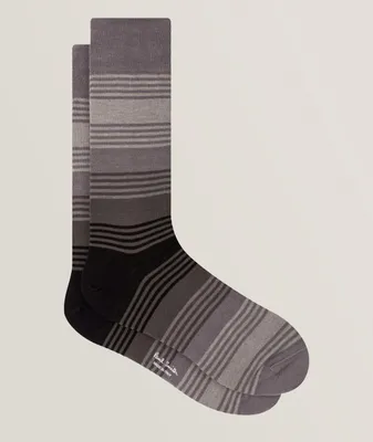 Stripe Patterned Cotton-Blend Socks