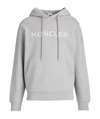 Logo Embroidered Stretch-Cotton Pullover Hooded Sweater