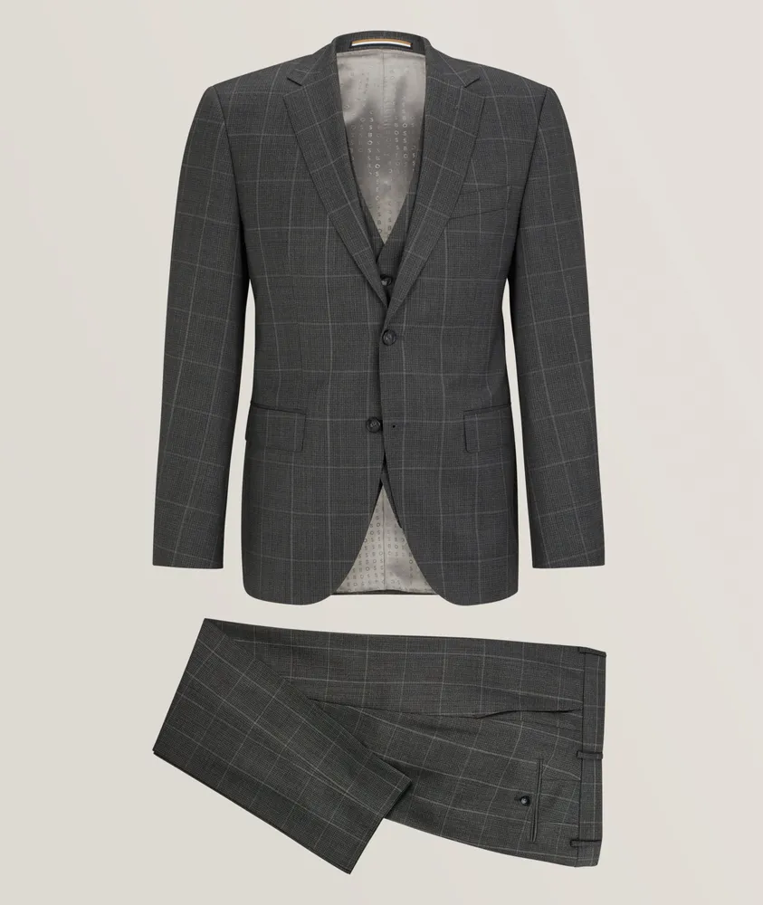 Checked Virgin Wool Three-Piece Suit