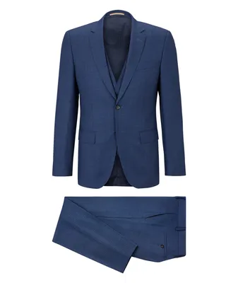 Slim-Fit Micro-Pattern Virgin-Wool Blend Suit