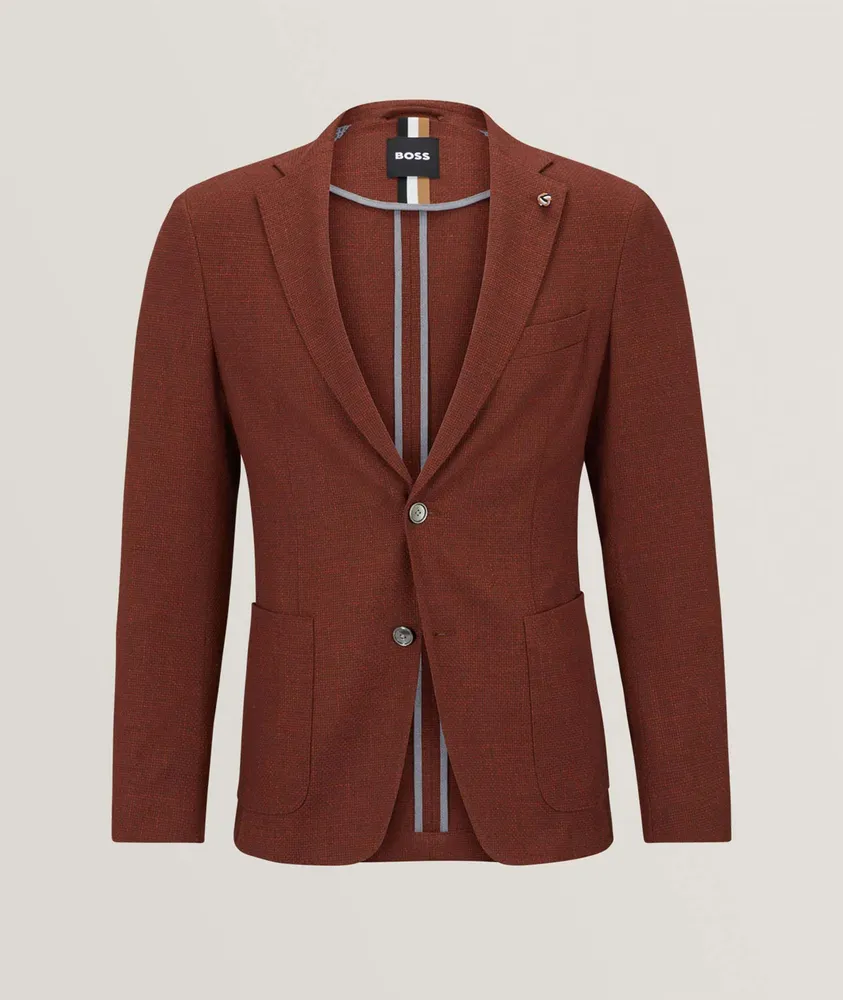 Slim-Fit Basket Weave Cotton-Blend Sport Jacket