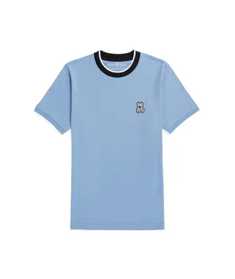 Contrast Collar Logo Patch Cotton T-Shirt