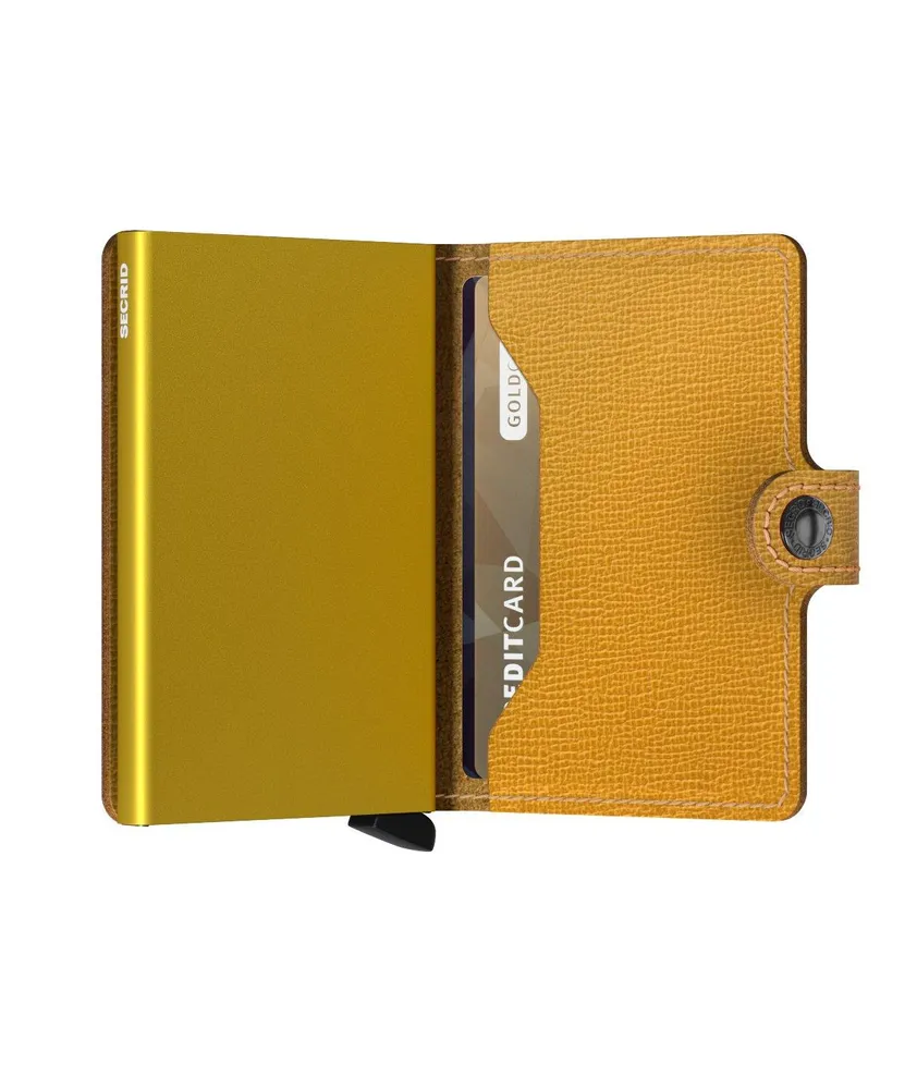 Grained Leather Ochre Mini Wallet