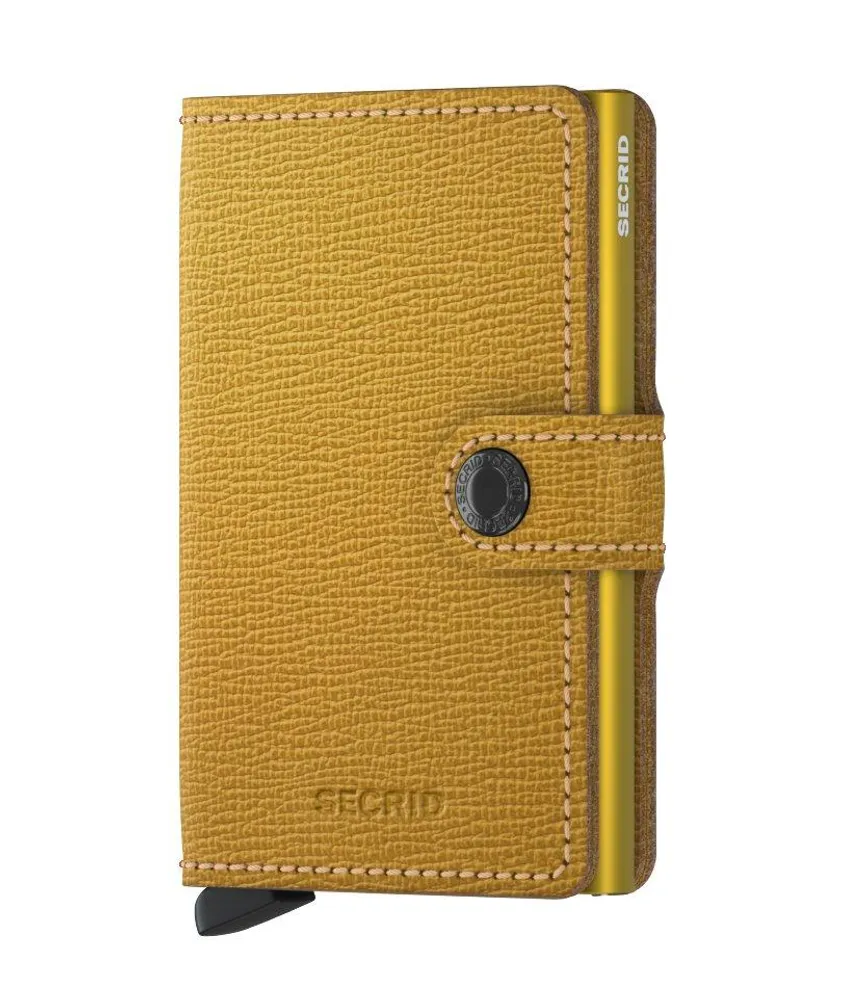 Grained Leather Ochre Mini Wallet