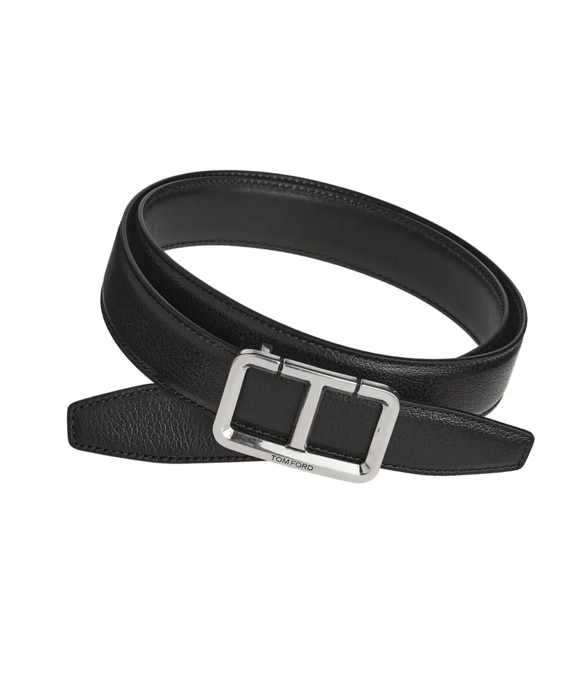 Tom Ford Goat Leather T Frame-Buckle Belt | Square One