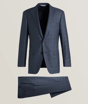 Cosmo Plaid Patterned Wool-Silk Suit