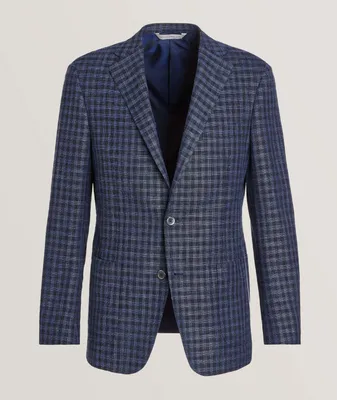 Gingham Pattern Wool Blend Sport Jacket