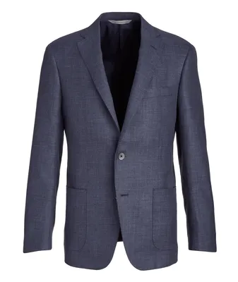 Cosmo Wool-Silk-Linen Crosshatch Sport Jacket
