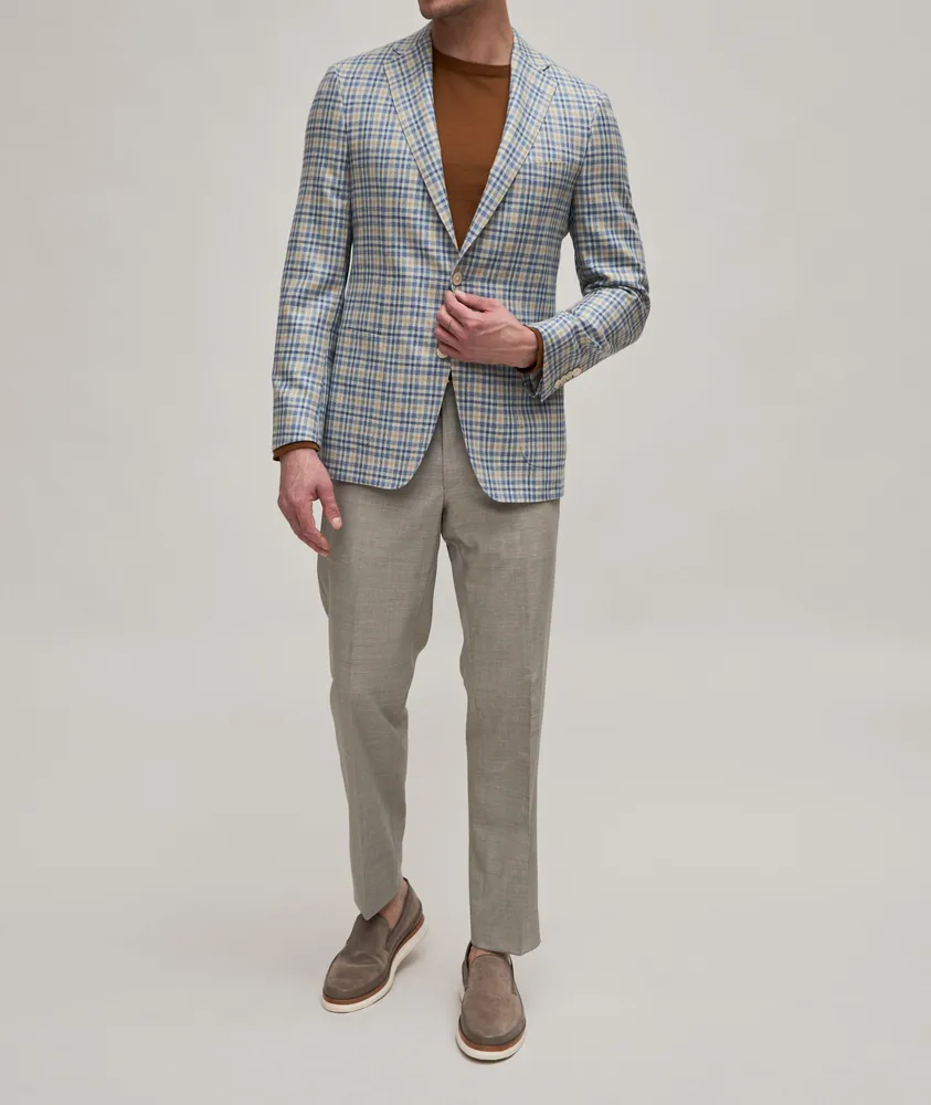 Cosmo Wool-Silk Plaid Sport Jacket