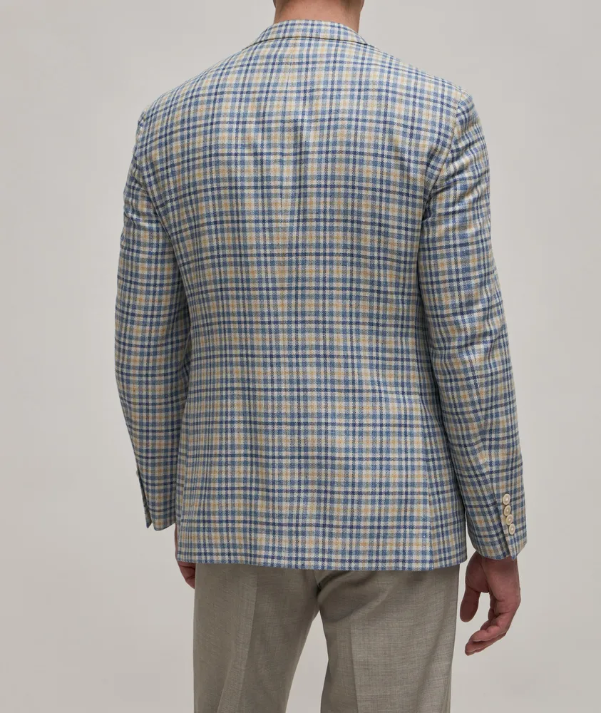 Cosmo Wool-Silk Plaid Sport Jacket