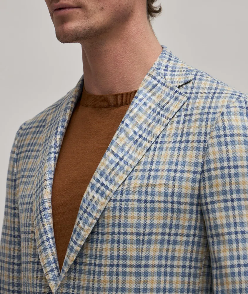 Cosmo Wool-Silk Plaid Sport Jacket