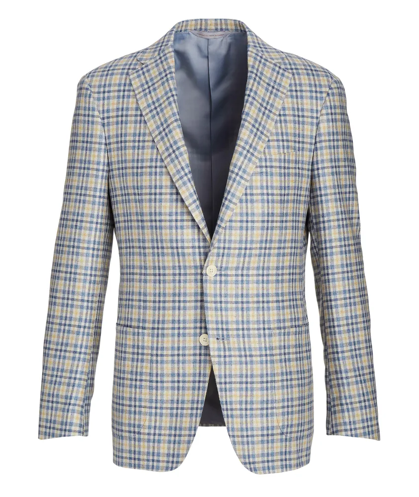 Cosmo Wool-Silk Plaid Sport Jacket