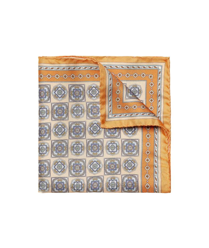 Medallion Pattern Silk Pocket Square